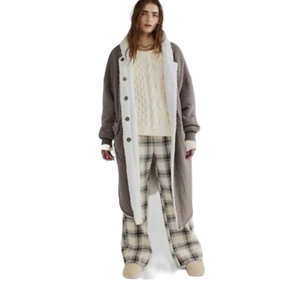 Free People Gray Shearling Coat - Picture 1 of 9